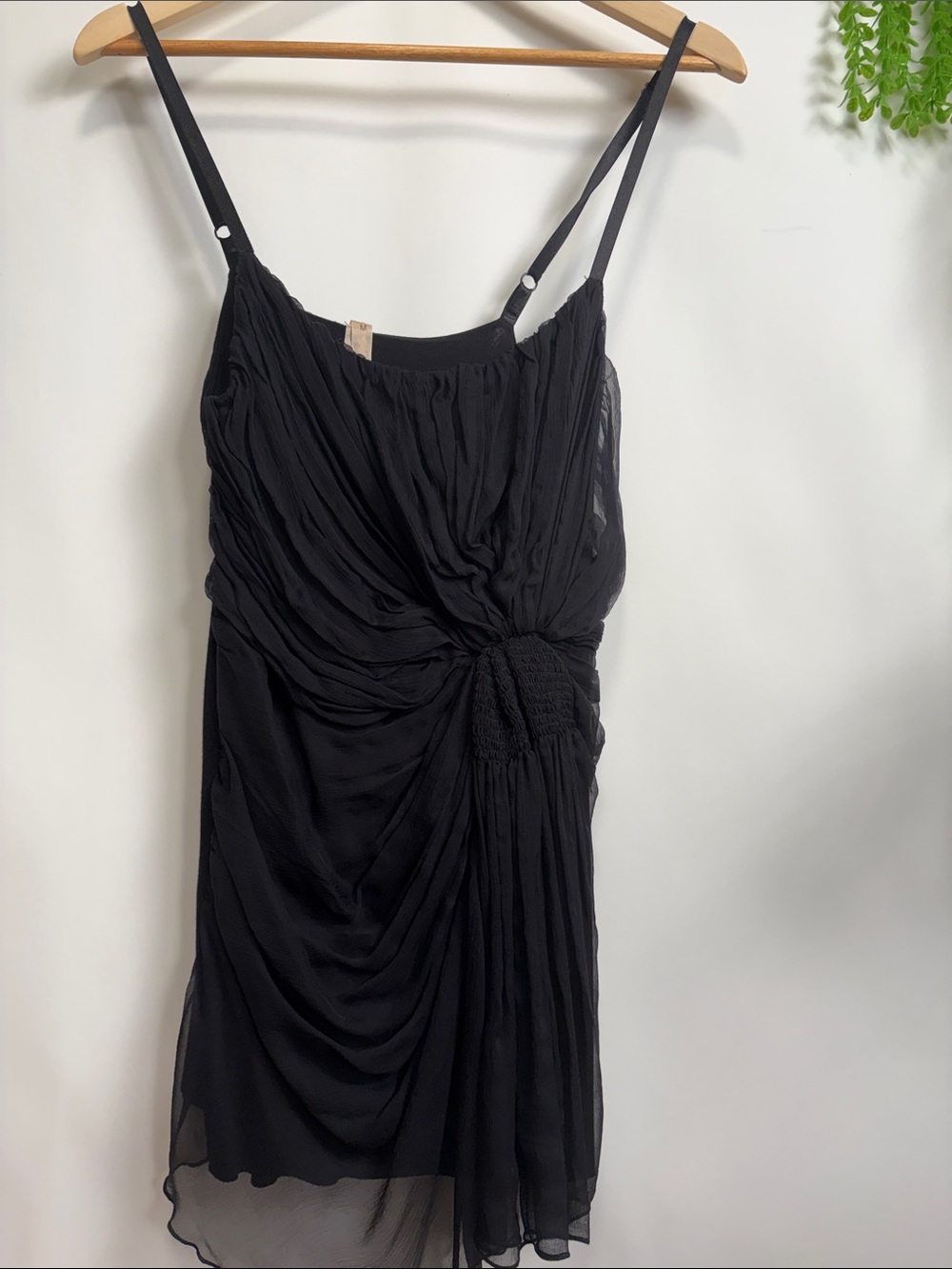 Bailey 44 Black Draped Chiffon Camisole SILK